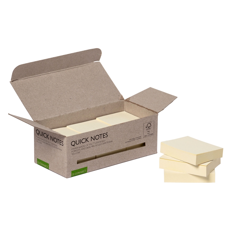 Viestilappu Q-CONNECT Recycled 38x51mm keltainen /12