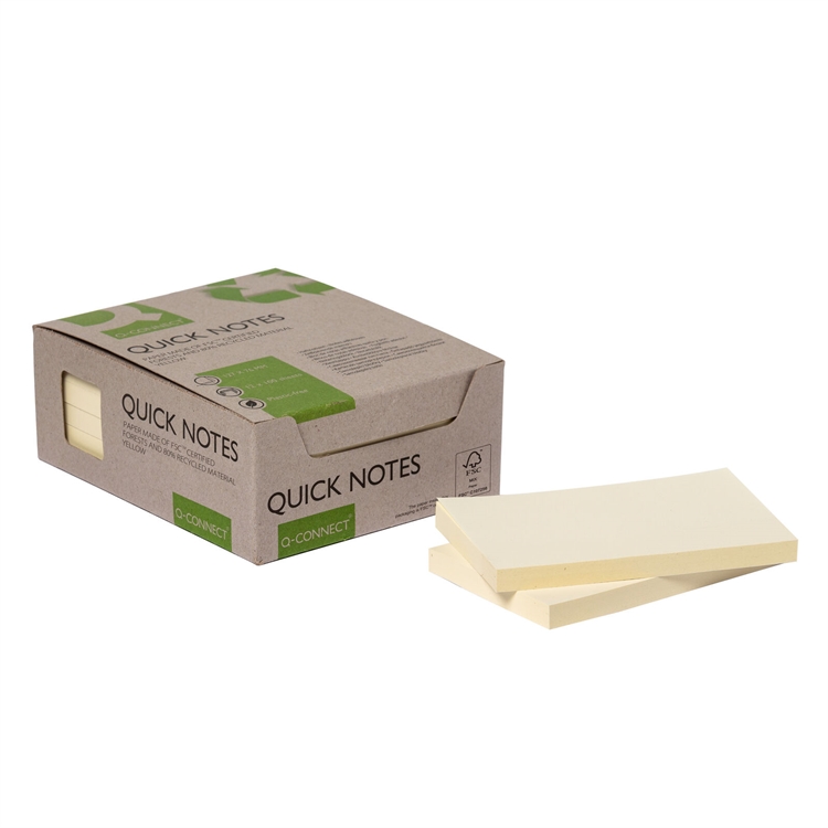 Viestilappu Q-CONNECT Recycled 76x127mm keltainen /12