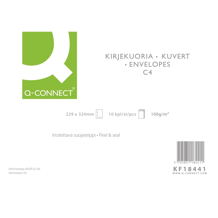 Tarrakuori Q-CONNECT C4 100g valkoinen sisuspainatus /10