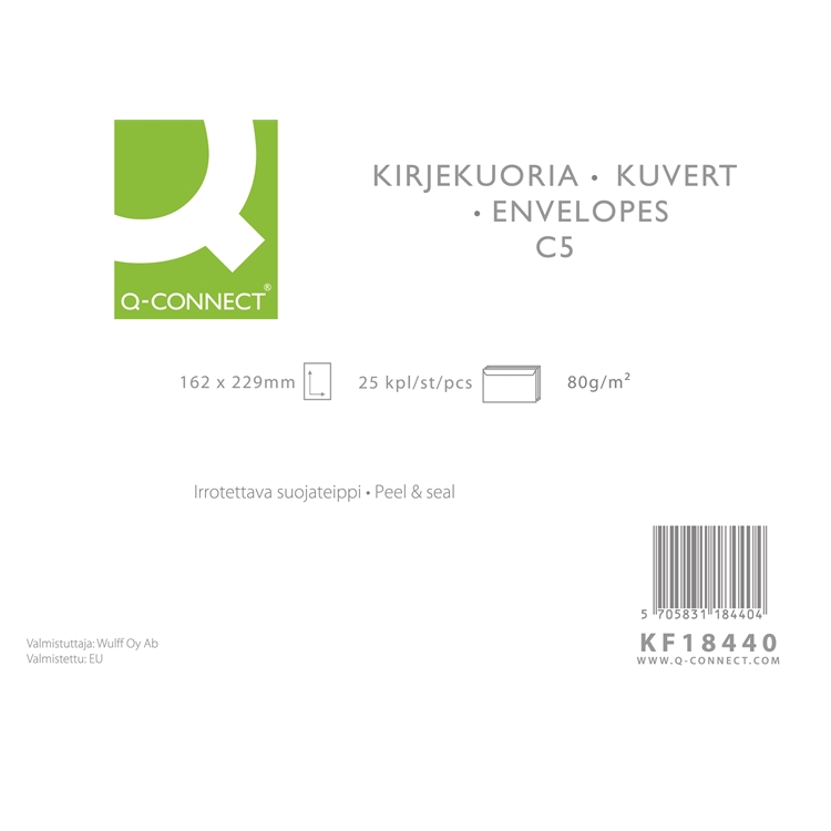 Tarrakuori Q-CONNECT C5 80g valkoinen sisuspainatus /25