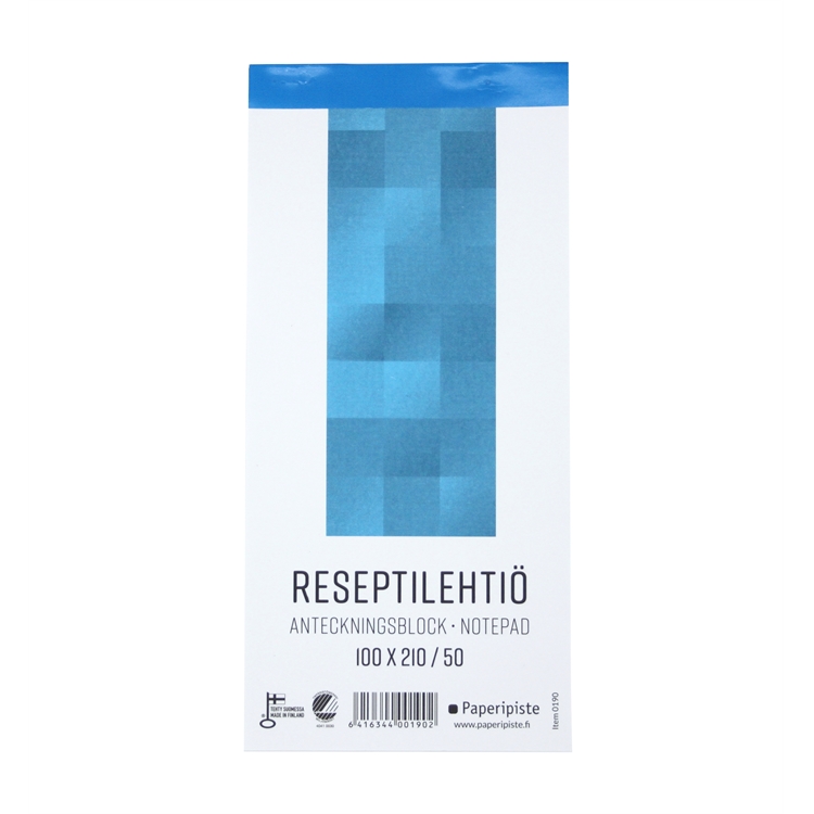 Reseptilehtiö 100X210/50 blanco