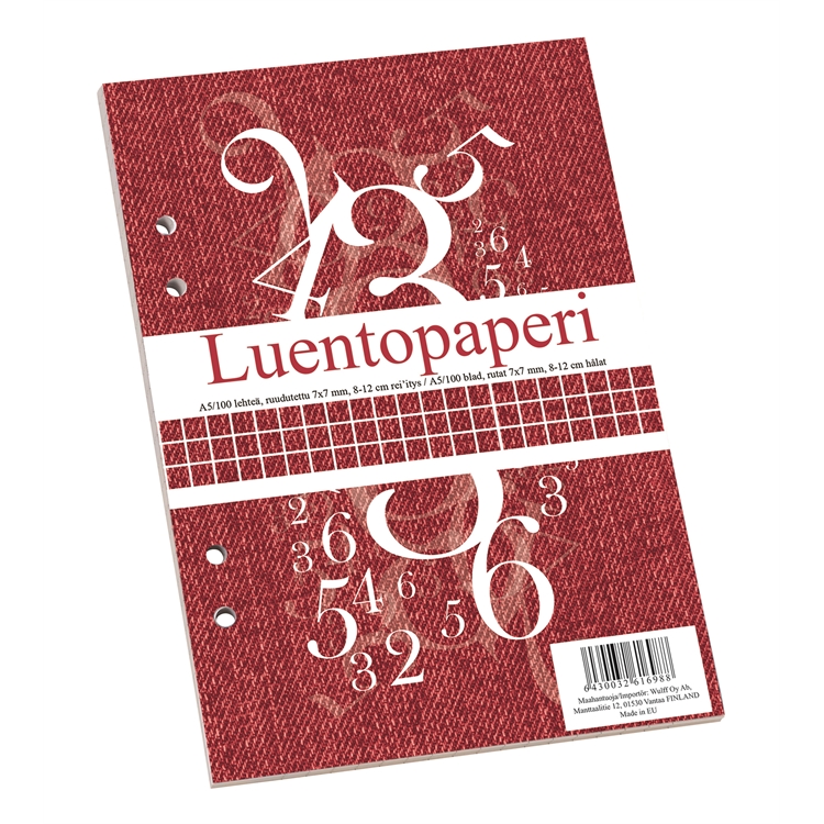 Luentopaperi A5/100 7X7 ruudutettu 8-12 rei'itys
