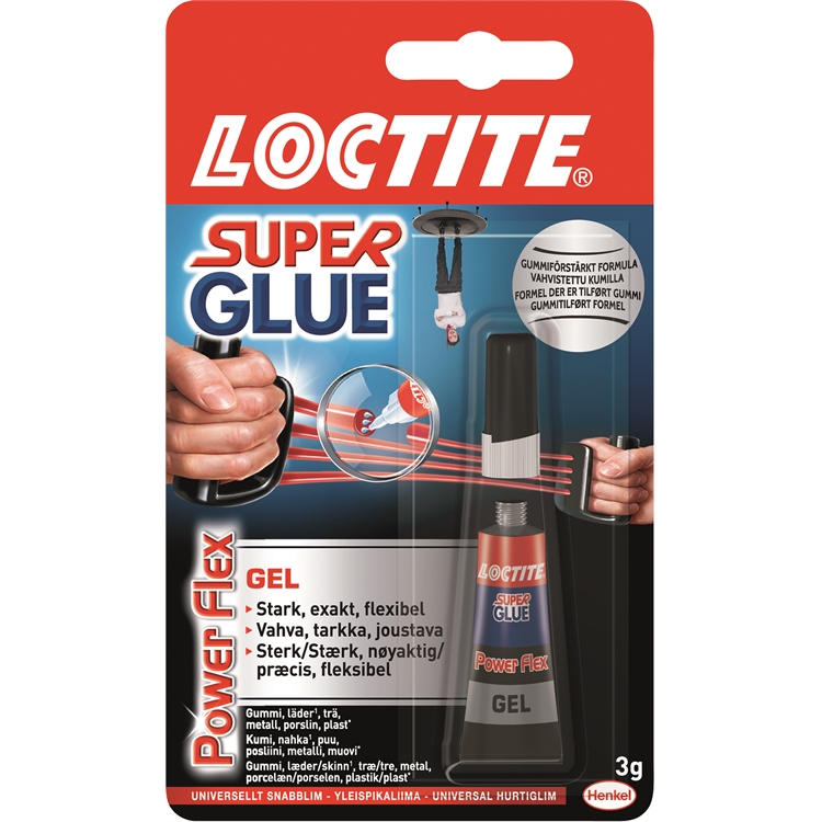 Pikaliima Loctite Super Glue Power Flex geeli 3g - joustava, iskun- ja vedenkestävä liitos, ei valu