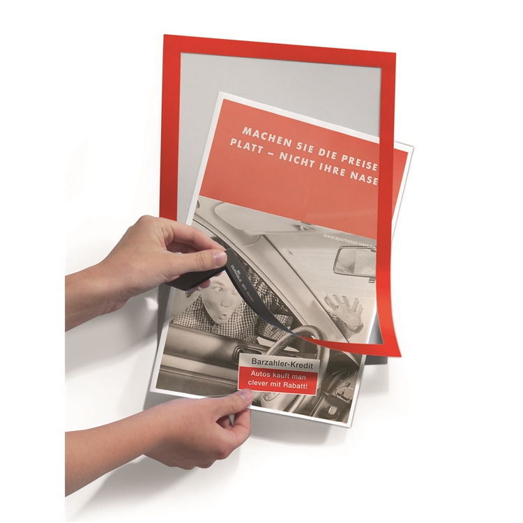 Infotasku / infokehys Duraframe A4 punainen /2 kpl pkt - magneettikehys on helppo avata ja sulkea