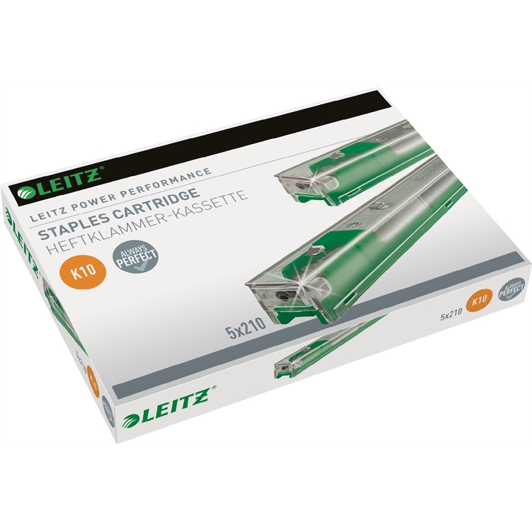 Niittikasetti Leitz K10 26/10 5X210 vihreä - kapasiteetti 55 arkkia