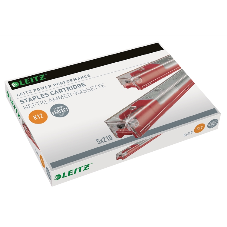 Niittikasetti Leitz K12 26/12 5X210 punainen - kapasiteetti 80 arkkia