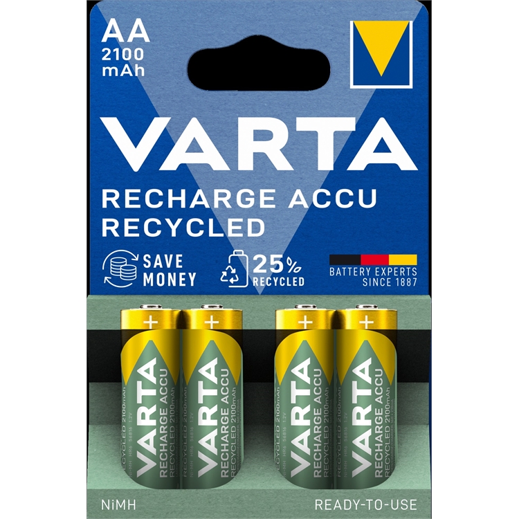 Akkuparisto Varta Recharge AA 2100mAh /4 kpl pkt - heti valmis käyttöön