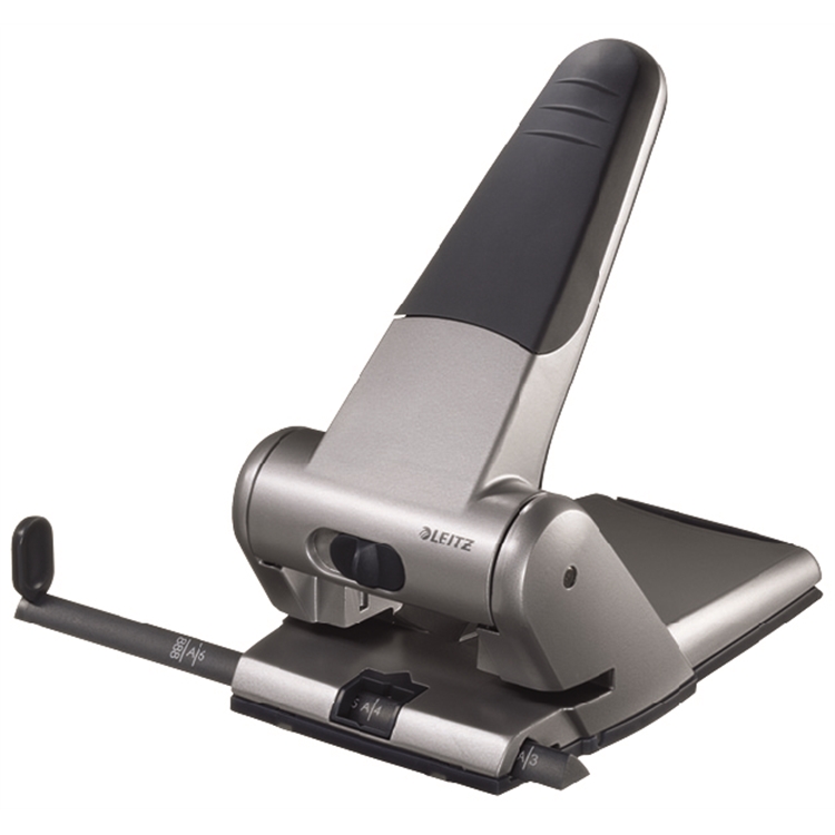 Lävistäjä Leitz 5180 Heavy Duty 8 cm hopea - kapasiteetti 63 arkkia, takuu 10 vuotta