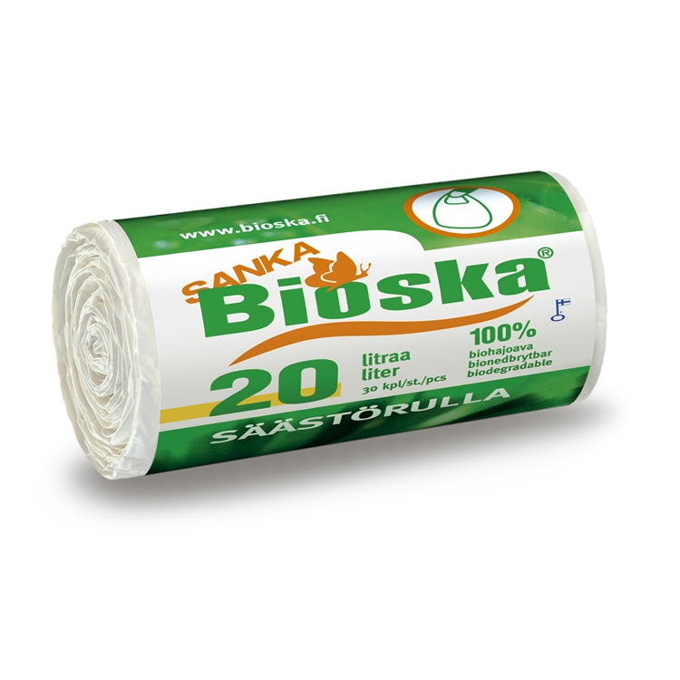 Jätepussi Bioska sanka 20 l/30 - 100 % biohajoava ja tuulivoimalla tuotettu