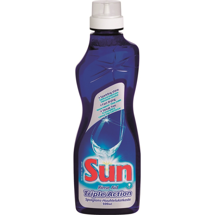 Huuhtelukirkaste Sun Triple Action 500ml - astiat kuivuvat nopeammin ja ilman pisarajälkiä