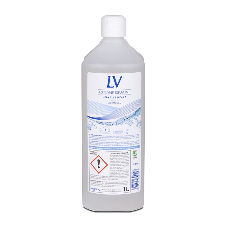 Astianpesuaine LV 1 L - allergiatestattu, ei väriaineita eikä hajusteita, pH 5.5