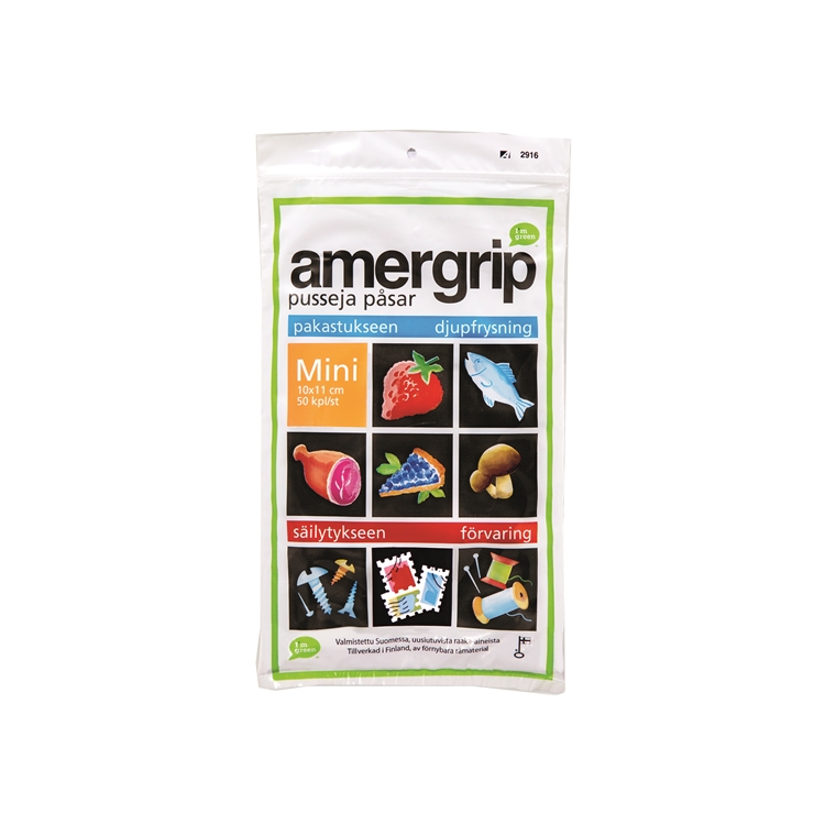 Grip-pussi Amergrip mini 100x110mm /50 kpl pss - kotimainen ja ympäristöystävällinen