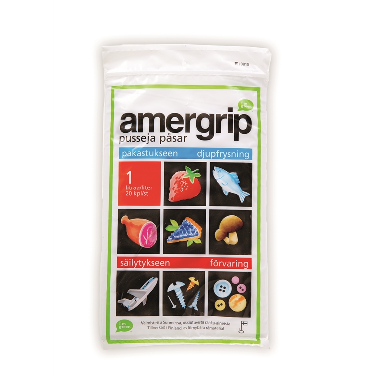 Grip-pussi Amergrip 1 l /20 kpl pss - kotimainen ja ympäristöystävällinen