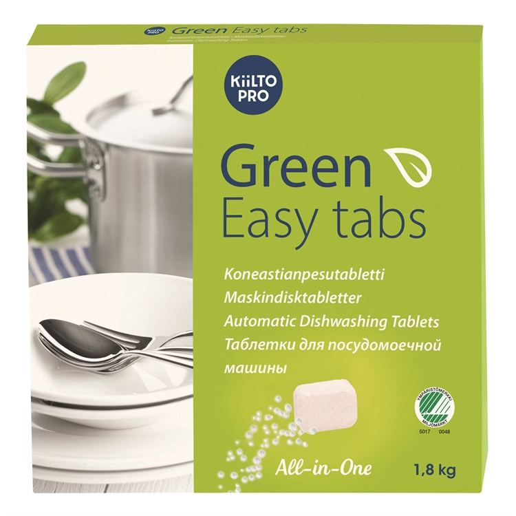 Konetiskitabletti Kiilto Green Easy Tabs /100 - ympäristöystävällinen, sisältää huuhtelukirkasteen