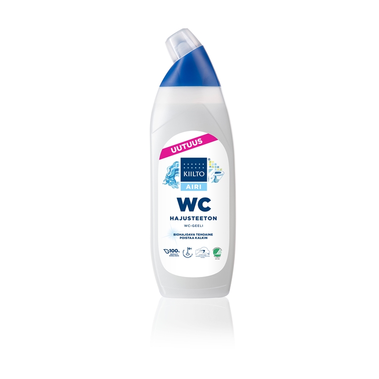 WC-puhdistusgeeli Kiilto Airi 750ml - biohajoava, hajusteeton, kotimainen, aurinkosähköllä tuotettu