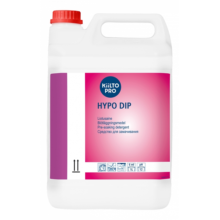 Astioiden liuotusaine Kiilto Hypo Dip 5L - astioiden ja pintojen desinfioivaan puhdistukseen ym.