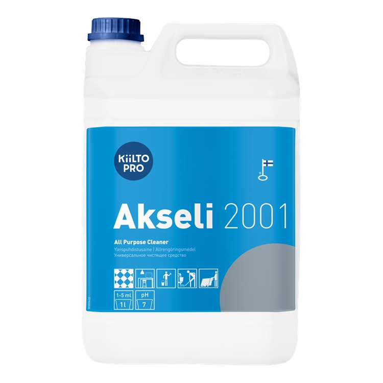 Yleispuhdistusaine Kiilto Akseli 2001 /5 L - poistaa hyvin rasvaisen, öljyisen ja pinttyneen lian