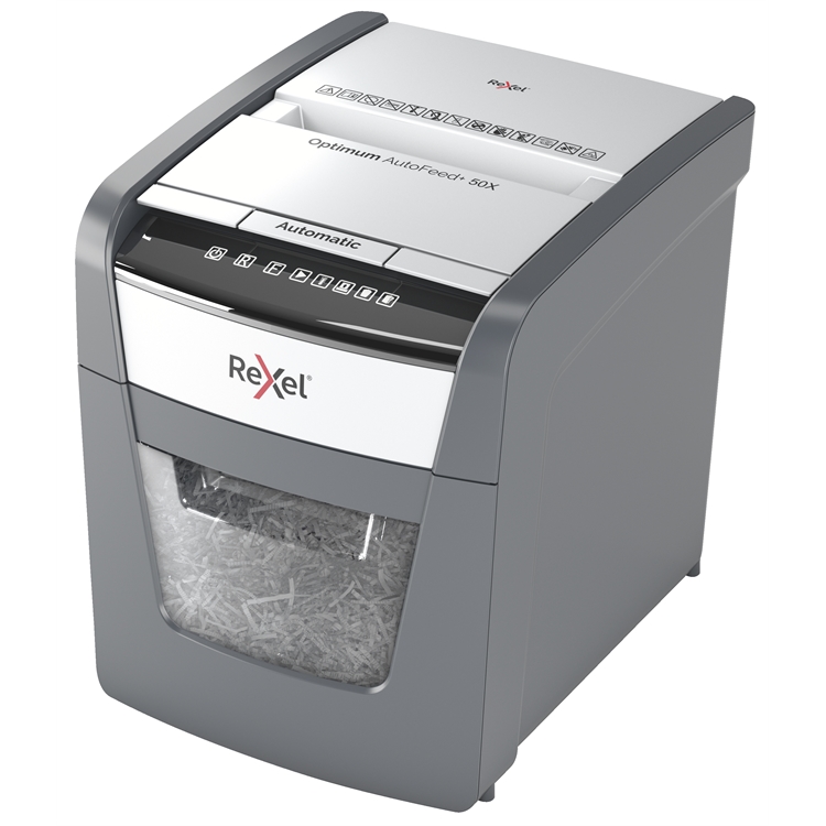 Paperintuhooja - paperisilppuri Rexel Optimum 50X P4 - hiljainen, automaattisyöttö, jumiutumisesto