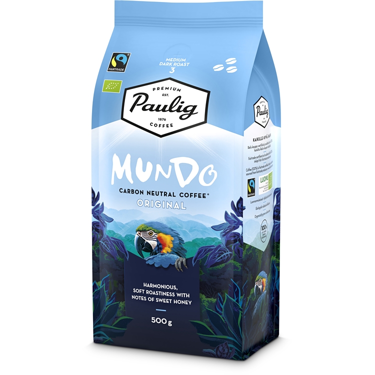 Kahvi Paulig Mundo luomu Reilu kauppa papu 500g