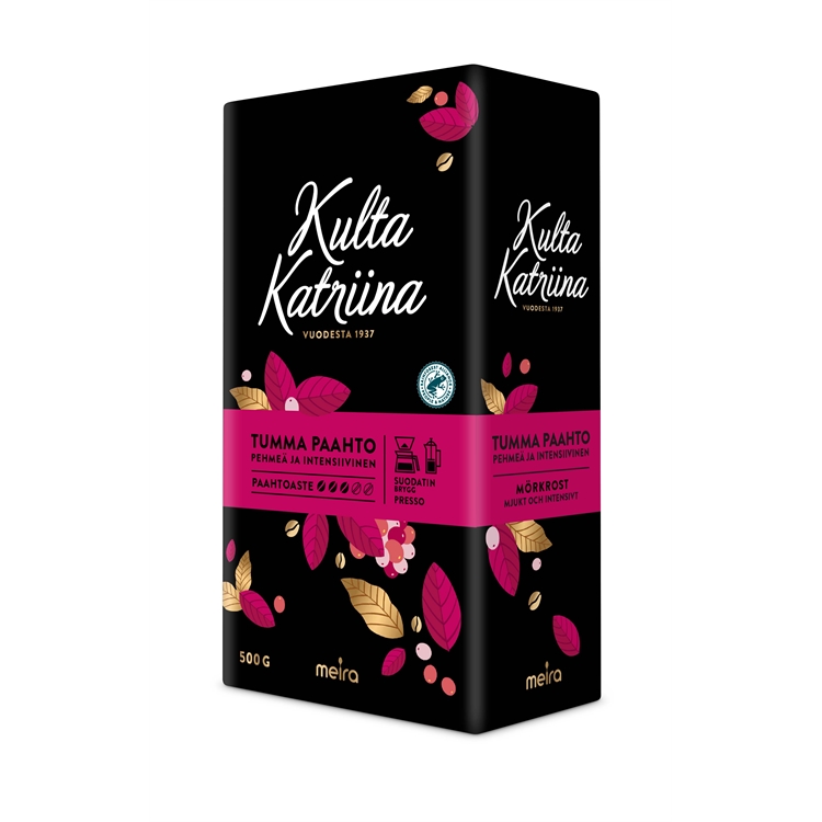 Kahvi Kulta Katriina Tumma Paahto SJ 500 g - täyteläinen, aromikas, jälkimaultaan tumman suklainen