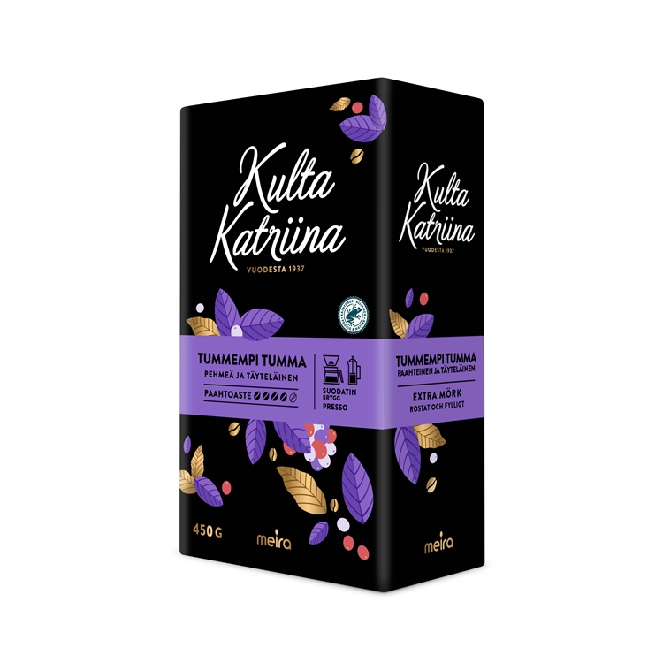 Kahvi Kulta Katriina Tummempi Tumma SJ 450g - täyteläinen, paahteinen, pehmeän samettinen, suklainen