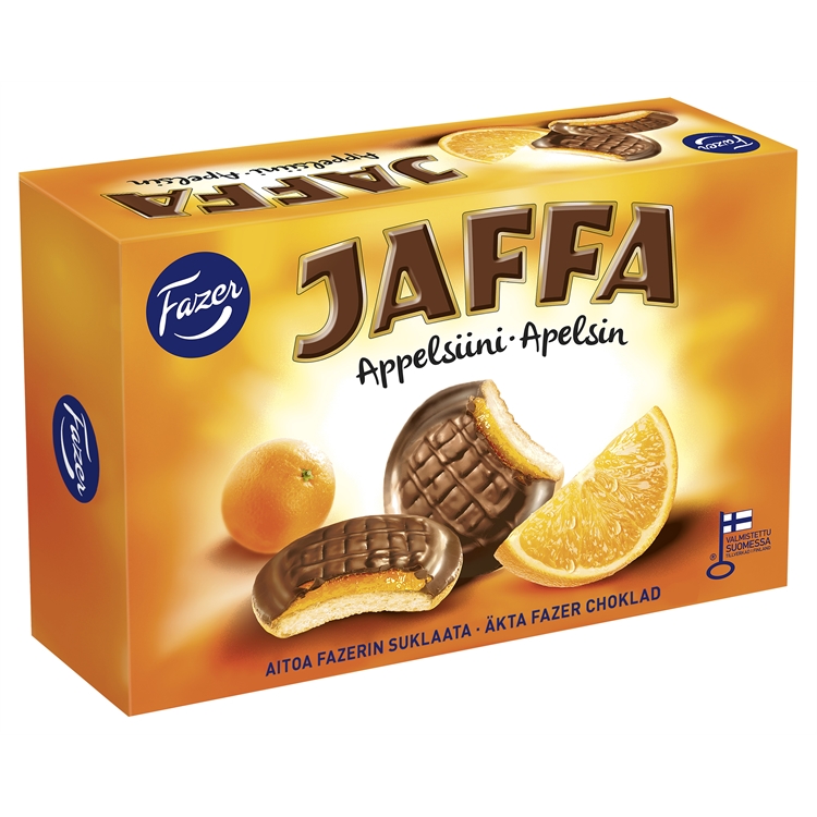 Keksi Fazer Jaffa Appelsiini 300g vähälaktoosinen - säilöntäaineeton suomalainen suosikkimaku