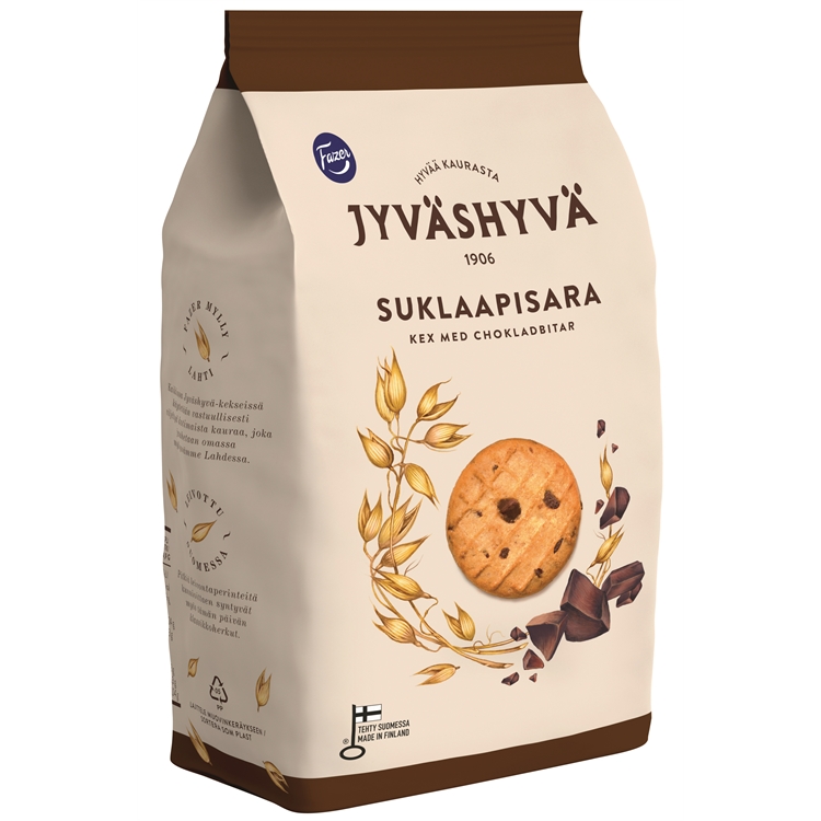 Keksi Fazer Jyväshyvä suklaapisara 350 g - kotimaisesta kaurasta valmistettu