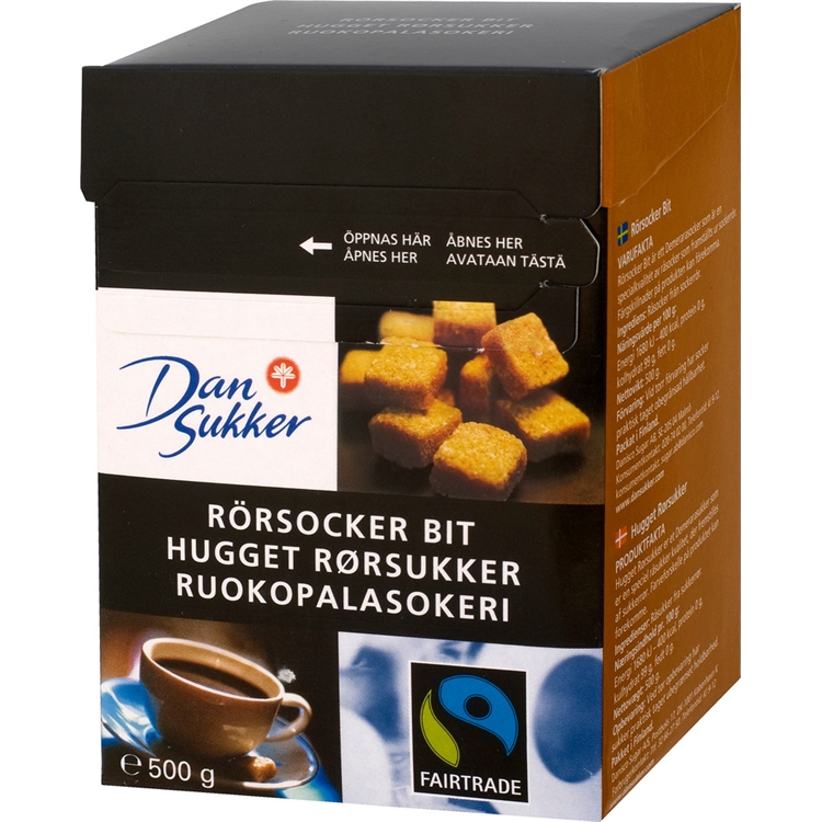 Ruokopalasokeri Dansukker Reilu kauppa 500g - ruokoraakasokeria, jossa mieto kermatoffeinen aromi