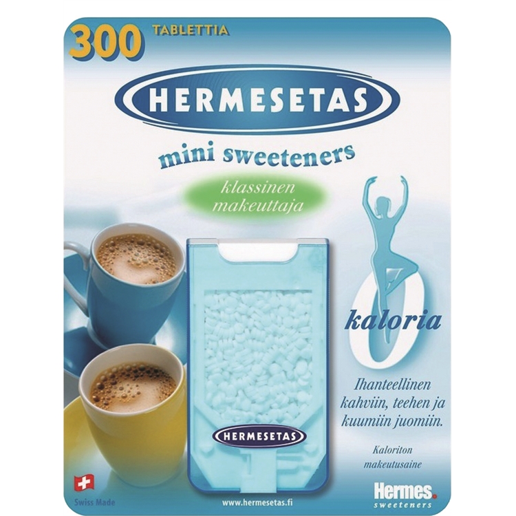Makeutusaine Hermesetas annostelija pieni /300 kpl - sakariinipohjainen, gluteeniton, vegaaninen