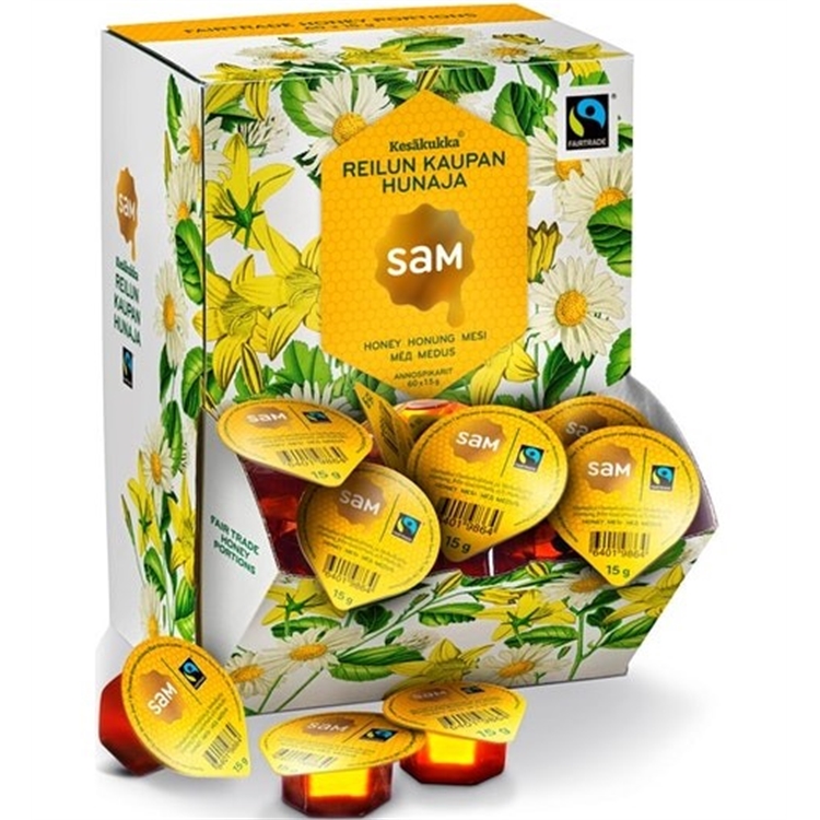 Hunaja Sam Kesäkukka Reilu kauppa 15 g /60 kpl - 100 % luonnontuote, terveyttä edistävä superfood