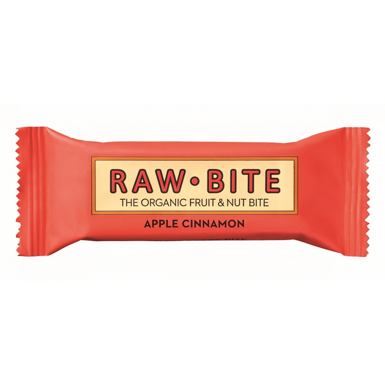 Rawbite Apple Cinnamon luomu 50g /12 kpl ltk - vegaaninen, maidoton, gluteeniton, ei lisätty sokeria