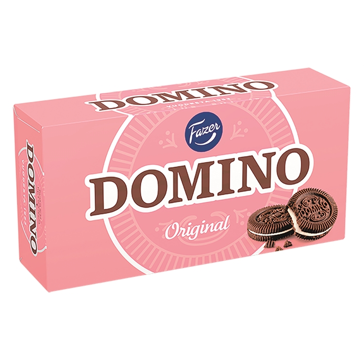 Täytekeksi Fazer Domino Original 350g vähälaktoosinen - klassikko jo yli sukupolvien
