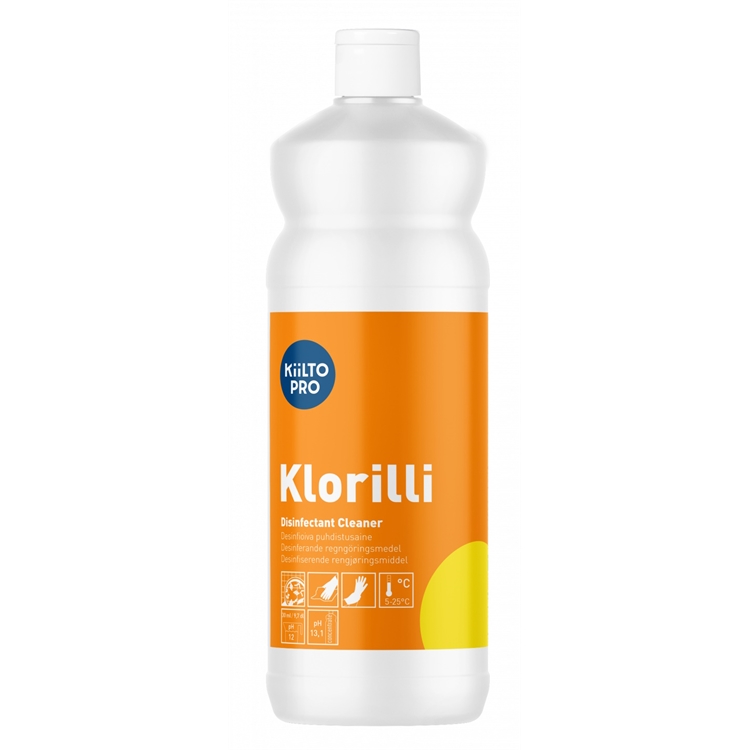 Kiilto Klorilli 1 L - Kloramin T -pohjainen desinfektioaine välineille sekä veri- ja eritetahroille