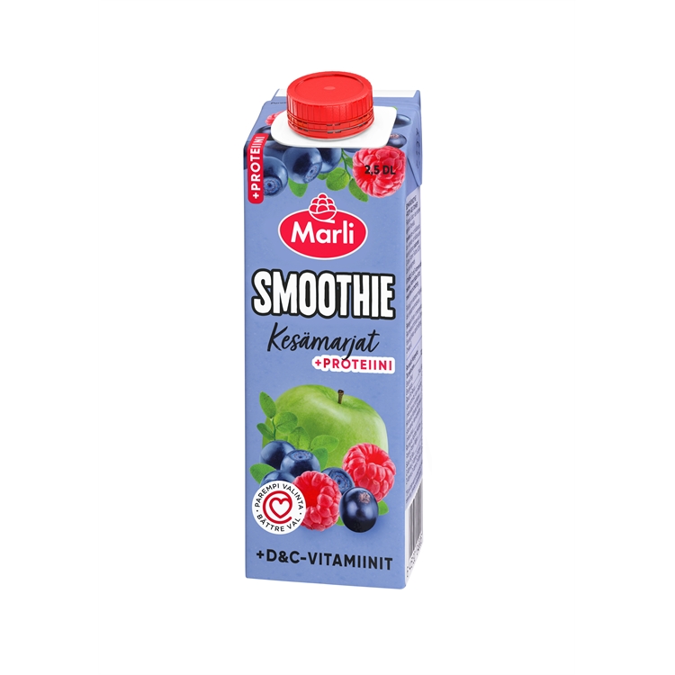 Smoothie Marli kesämarjat D&C-vitamiini ja proteiini 2,5 dl - ei lisättyä sokeria