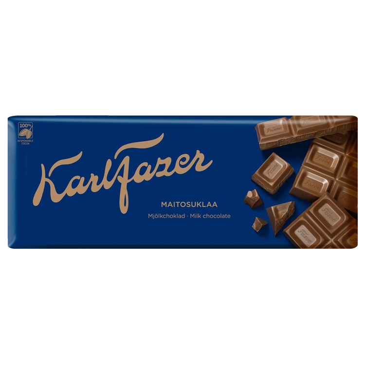 Suklaalevy Fazer Sininen 200 g - Suomen rakastetuin suklaa 100 % vastuullisesti tuotetusta kaakaosta
