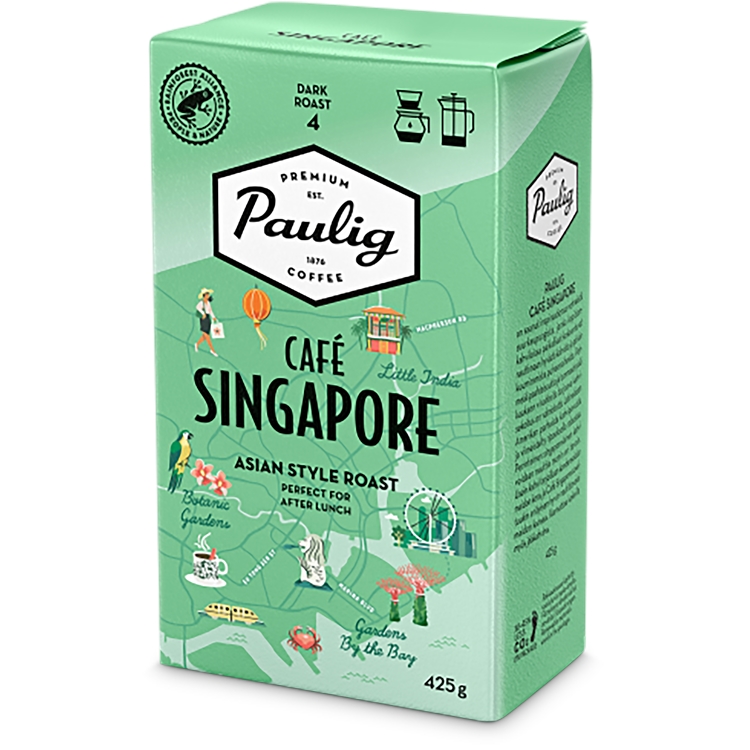 Kahvi Paulig Café Singapore HJ 425 g Rainforest Alliance - tumman kaakaon vivahde, ripaus robustaa
