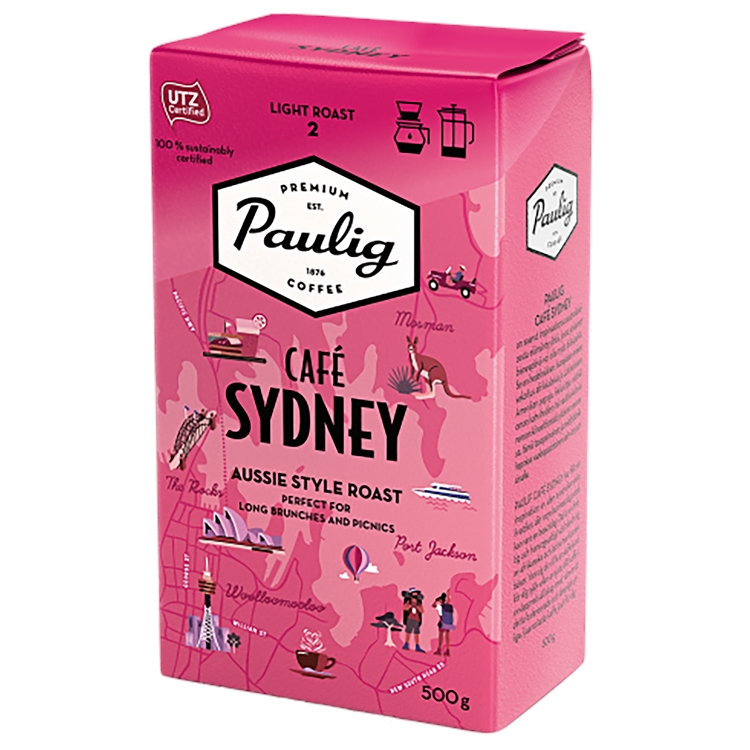 Kahvi Paulig Café Sydney HJ 500 g UTZ-sertifioitu - hedelmäinen, hunajaisen makea, tasapainoinen