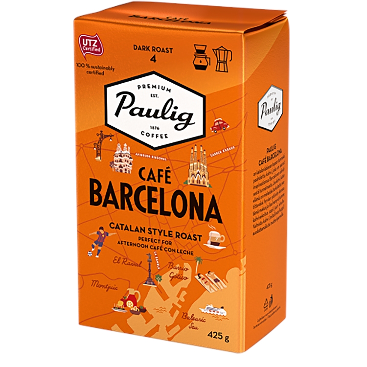 Kahvi Paulig Café Barcelona SJ 425 g UTZ-sertifioitu - katalonialaisen täyteläinen, pähkinäsuklainen