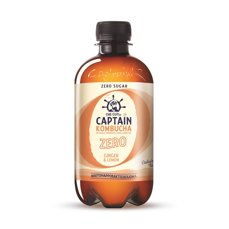 Kombucha Captain Gutsy Ginger Lemon Zero 400ml /12 kpl - sokeriton, 100% luonnollinen