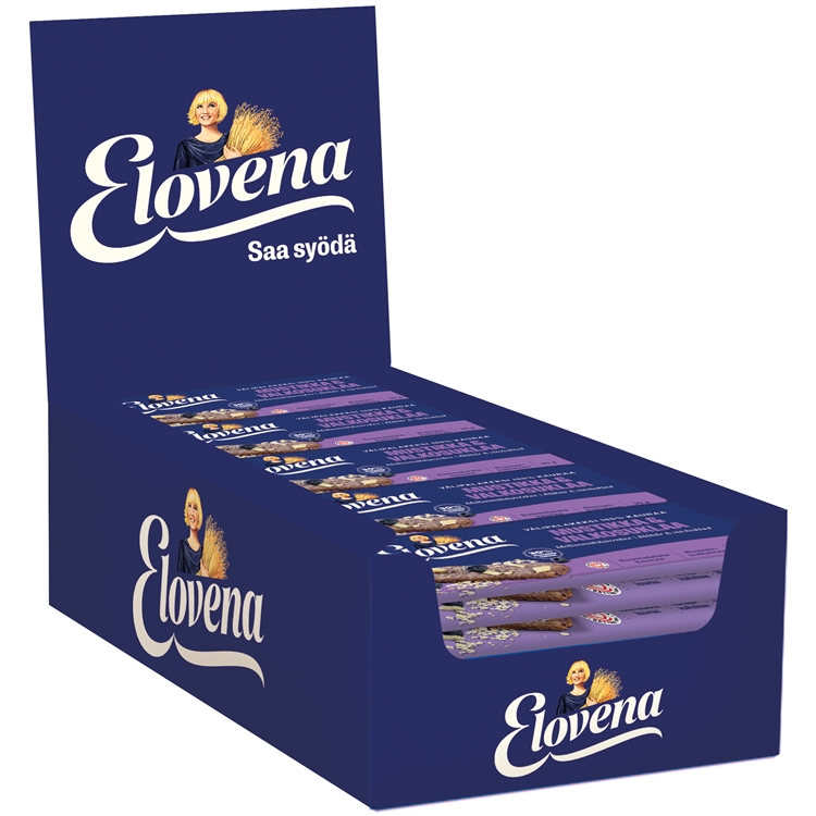Välipalakeksi Elovena mustikka-valkosuklaa 30g/30