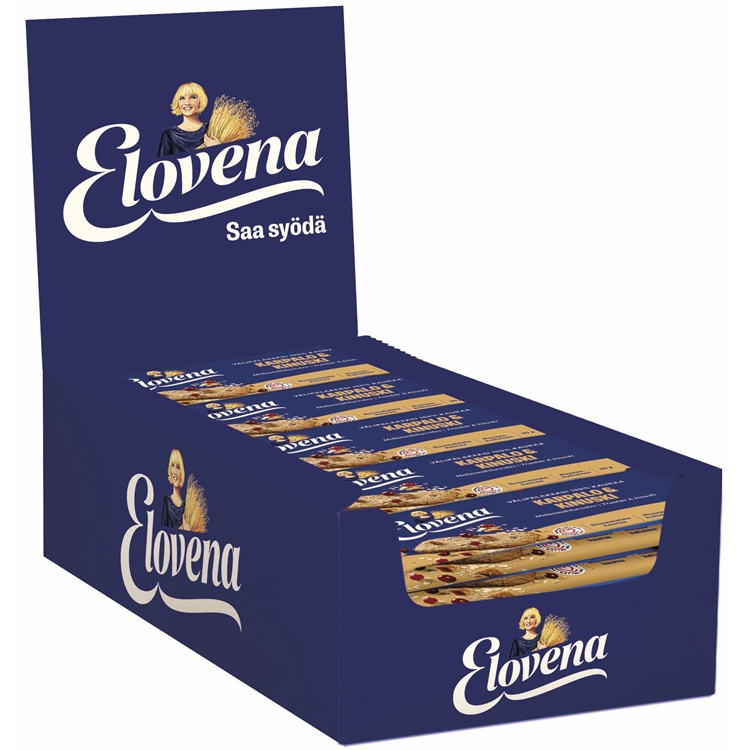 Välipalakeksi Elovena Karpalo-kinuski 30g/30