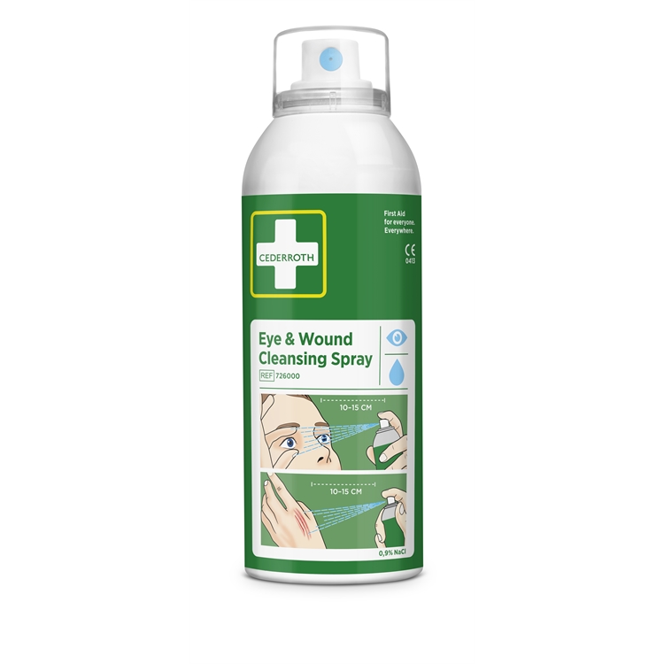 Huuhteluspray Cederroth silmille 150 ml - silmän tai haavan huuhteluun, ei neutraloi kemikaaleja