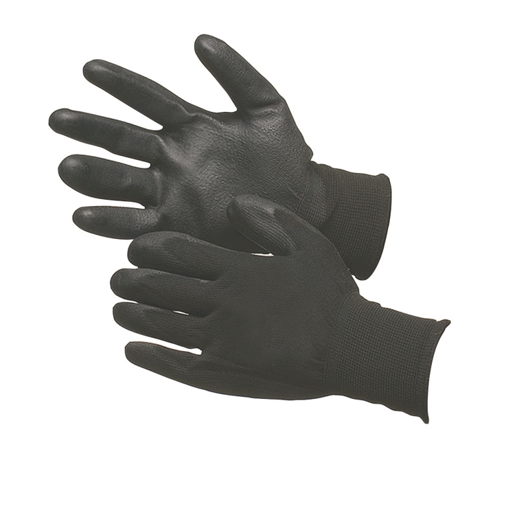 Suojakäsine Palm-Fit 10/XL musta - erittäin tuntoherkkä ja saumaton nylonkäsine PU-pinnoitteella