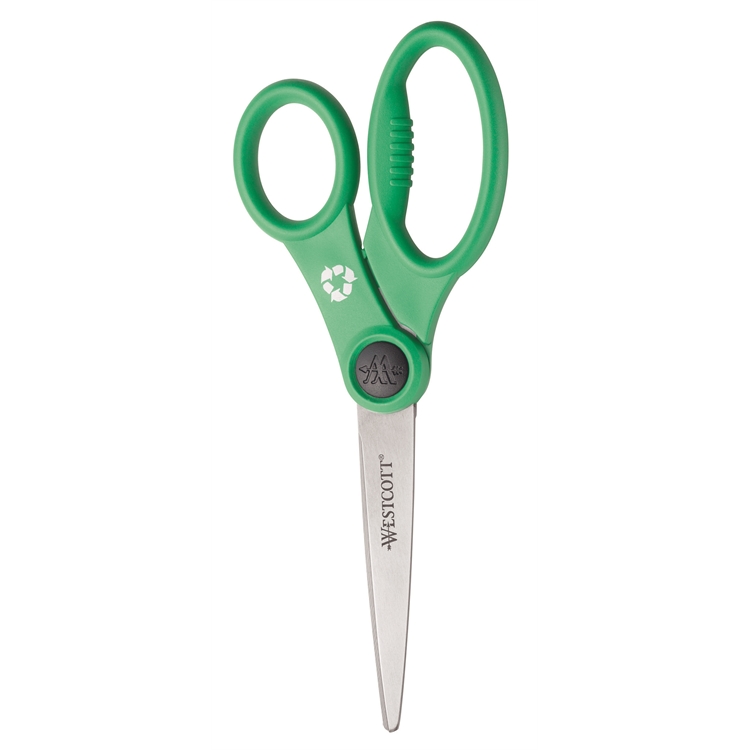 Sakset Westcott KleenEarth 21 cm kierrätysmateriaalista vihreät - antimikrobiset,  5 vuoden takuu