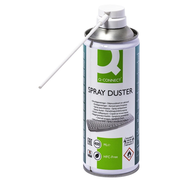 Puhdistusspray Q-CONNECT 400 ml - paineilmapurkki puhaltaa pölyt ym pois it-laitteista, HFC-vapaa
