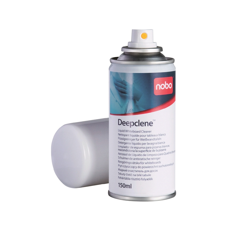 Valkotaulun puhdistusspray Nobo Deepclene 150ml - palauttaa taulun kiillon, poistaa pysyvän musteen