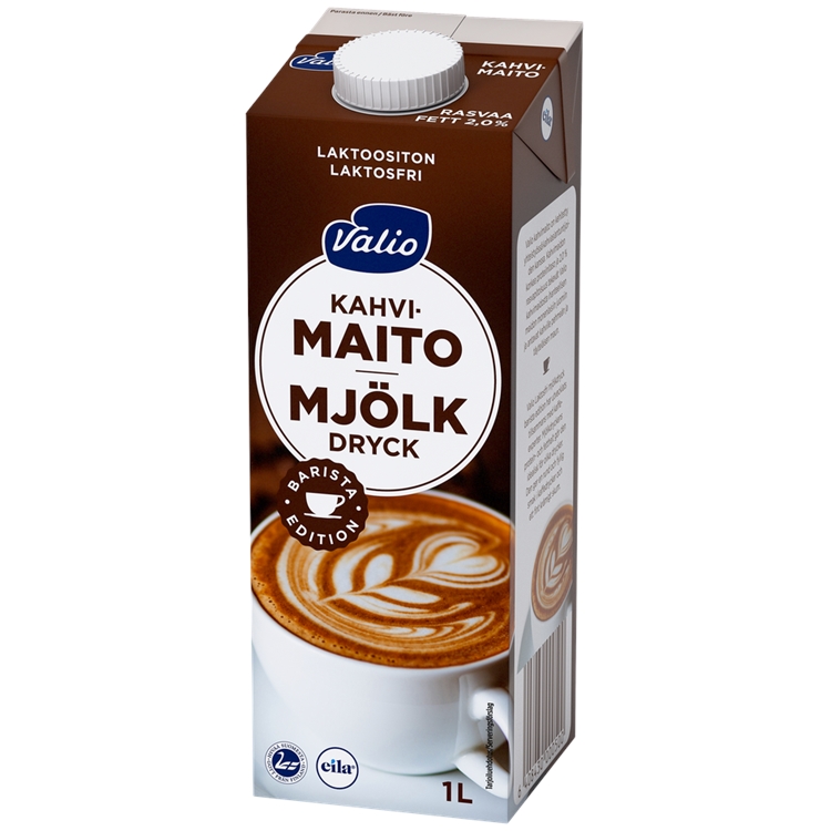 Kahvimaito Valio UHT 2,0% laktoositon 1 L - runsaasti proteiinia, vaahtoutuva