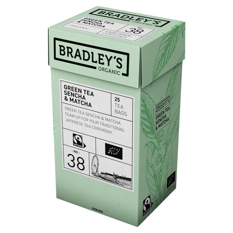 Tee Bradley's Organic Green Tea Sencha & Matcha luomu 4 x 25 pss /100 pss ltk