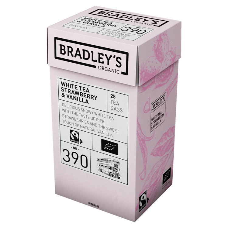 Tee Bradley's Organic White Tea Strawberry & Vanilla luomu 4 x 25 pss /100 pss ltk