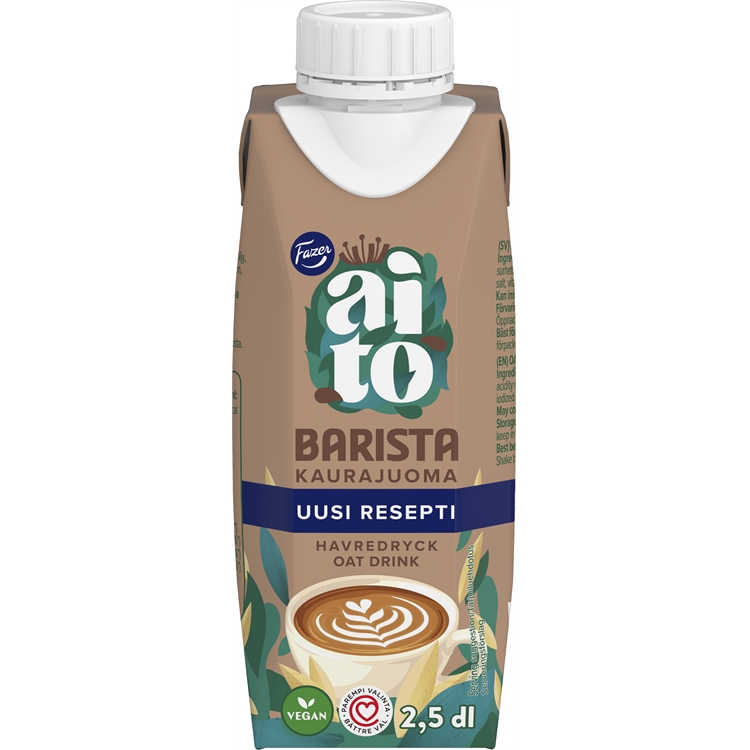 Kaurajuoma Fazer Aito Barista 250 ml - maidoton, vegaaninen, gluteeniton, myös ruokiin ja leivontaan